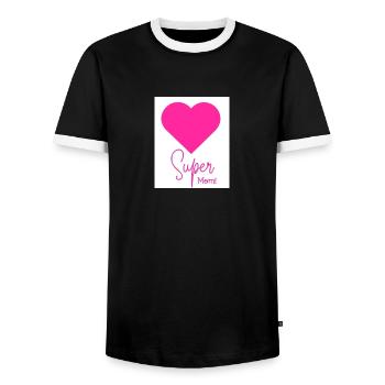 Super Mom - Männer Kontrast-T-Shirt - Schwarz/Weiß - Vorne - AI Model Female 172 light (172cm) & AI Model Male 178 light (178cm)