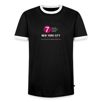 new york city metro 7 train flushing queens times - Männer Kontrast-T-Shirt - Schwarz/Weiß - Vorne - AI Model Female 172 light (172cm) & AI Model Male 178 light (178cm)