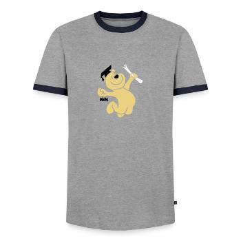diploma bear (3f) - Men's Ringer Shirt - grey/navy  - Front - AI Model Female 172 light (172cm) & AI Model Male 178 light (178cm)