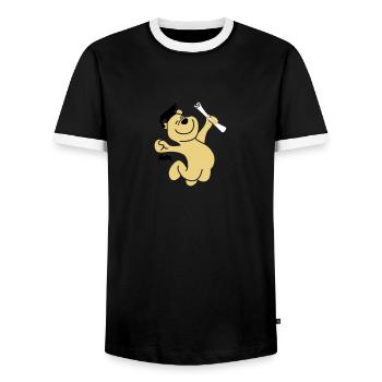 diploma bear (3f) - Men's Ringer Shirt - black/white - Front - AI Model Female 172 light (172cm) & AI Model Male 178 light (178cm)