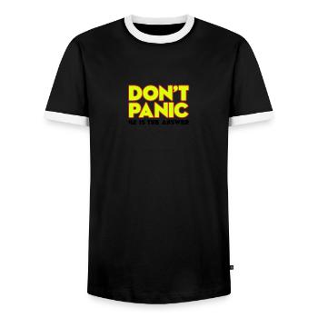 Do not panic - do not panic - 42 is the answer - Men's Ringer Shirt - black/white - Front - AI Model Female 172 light (172cm) & AI Model Male 178 light (178cm)
