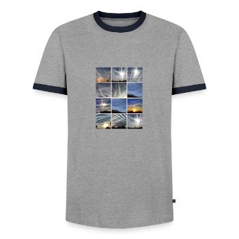 Chemtrails Clouds - Men's Ringer Shirt - grey/navy  - Front - AI Model Female 172 light (172cm) & AI Model Male 178 light (178cm)