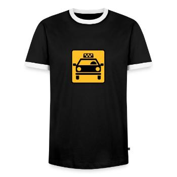 Taxi - Men's Ringer Shirt - black/white - Front - AI Model Female 172 light (172cm) & AI Model Male 178 light (178cm)
