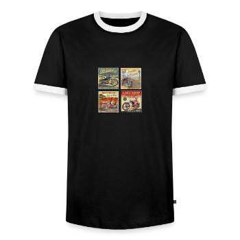 Affiche de moto vintage, moto vintage - T-shirt contrasté Homme - noir/blanc - Devant - AI Model Female 172 light (172cm) & AI Model Male 178 light (178cm)