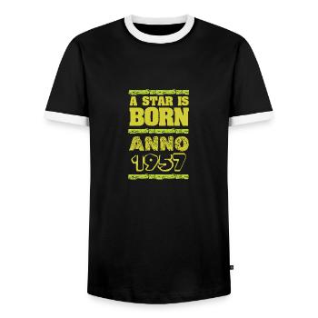 Étoile 1957 - T-shirt contrasté Homme - noir/blanc - Devant - AI Model Female 172 light (172cm) & AI Model Male 178 light (178cm)