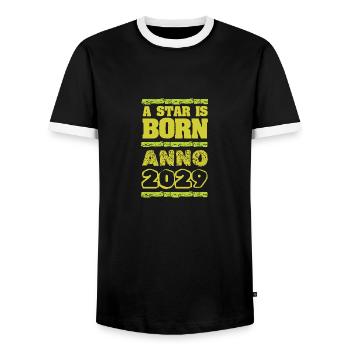 2029 - Männer Kontrast-T-Shirt - Schwarz/Weiß - Vorne - AI Model Female 172 light (172cm) & AI Model Male 178 light (178cm)