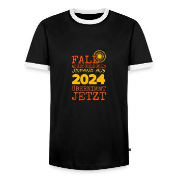 2024 - Männer Kontrast-T-Shirt - Schwarz/Weiß - Vorne - AI Model Female 172 light (172cm) & AI Model Male 178 light (178cm)