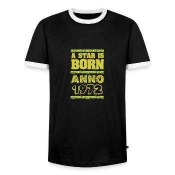 1972 - Männer Kontrast-T-Shirt - Schwarz/Weiß - Vorne - AI Model Female 172 light (172cm) & AI Model Male 178 light (178cm)