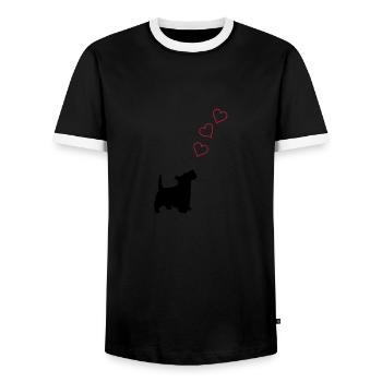 little dog - Men's Ringer Shirt - black/white - Front - AI Model Female 172 light (172cm) & AI Model Male 178 light (178cm)