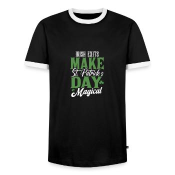 Irische Ausstiege machen den St. Patrick's Day magisch - Männer Kontrast-T-Shirt - Schwarz/Weiß - Vorne - AI Model Female 172 light (172cm) & AI Model Male 178 light (178cm)