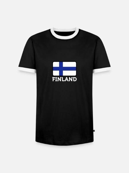 National Flag Of Finland - Men's Ringer Shirt - black/white
