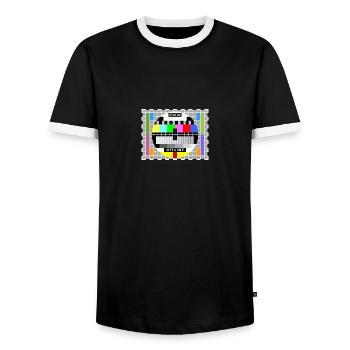 Testbild Display screen test card offline Big Bang - Männer Kontrast-T-Shirt - Schwarz/Weiß - Vorne - AI Model Female 172 light (172cm) & AI Model Male 178 light (178cm)