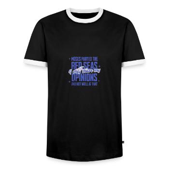 Moses Parted The Red Sea Funny Christian - Men's Ringer Shirt - black/white - Front - AI Model Female 172 light (172cm) & AI Model Male 178 light (178cm)