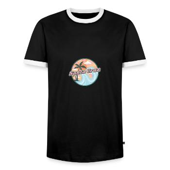 Santa Cruz Kalifornien 70er 80er Sonnenuntergang - Männer Kontrast-T-Shirt - Schwarz/Weiß - Vorne - AI Model Female 172 light (172cm) & AI Model Male 178 light (178cm)