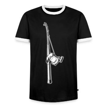 Fishing rod - Men's Ringer Shirt - black/white - Front - AI Model Female 172 light (172cm) & AI Model Male 178 light (178cm)