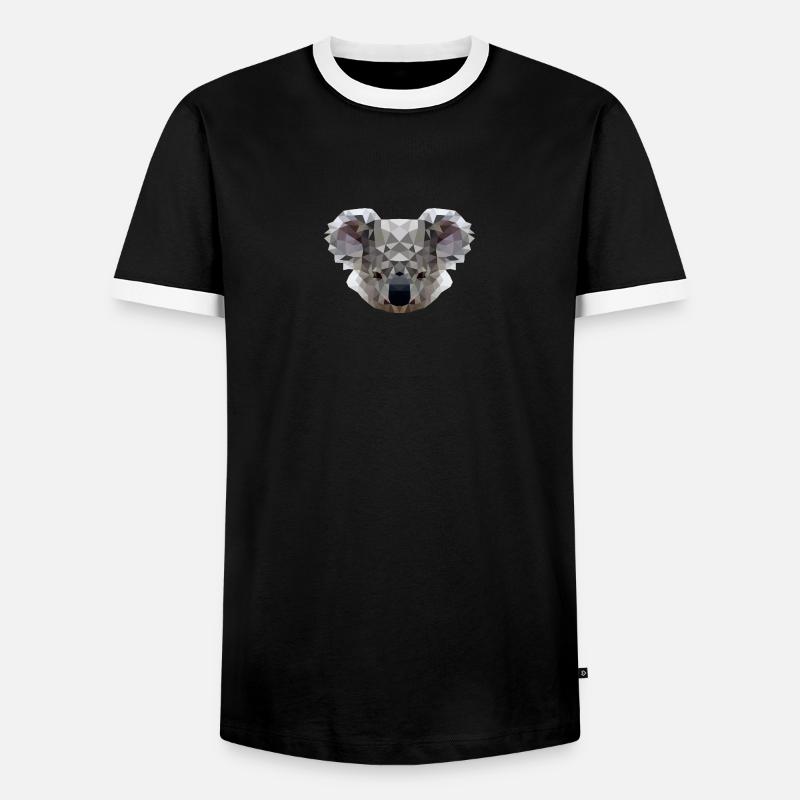 Polygon Koala - Männer Kontrast-T-Shirt - Schwarz/Weiß