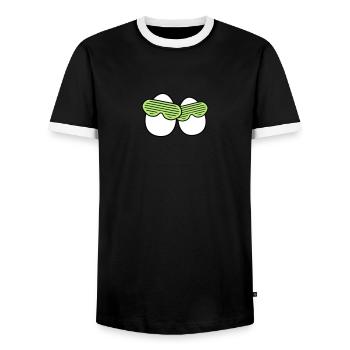 Funky Eggs - T-shirt contrasté Homme - noir/blanc - Devant - AI Model Female 172 light (172cm) & AI Model Male 178 light (178cm)