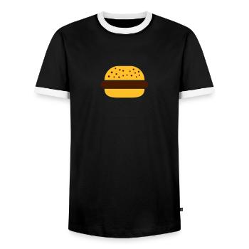 Hamburger - Männer Kontrast-T-Shirt - Schwarz/Weiß - Vorne - AI Model Female 172 light (172cm) & AI Model Male 178 light (178cm)