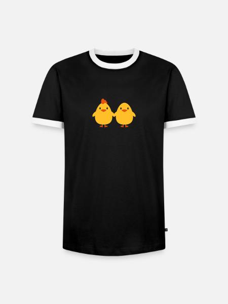Chicks lovers cock and hen - Men's Ringer Shirt - black/white