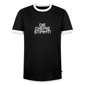 DIE CHEMIE STIMMT - Männer Kontrast-T-Shirt - Schwarz/Weiß - Vorne - AI Model Female 172 light (172cm) & AI Model Male 178 light (178cm)