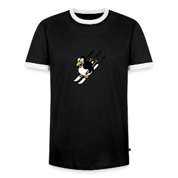 pinguin_ski_022011_a_3c - T-shirt contrasté Homme - noir/blanc - Devant - AI Model Female 172 light (172cm) & AI Model Male 178 light (178cm)