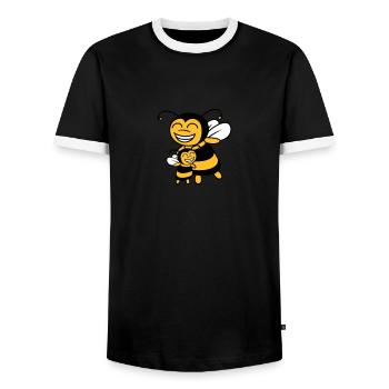 Enfant abeilles Mama Papa - T-shirt contrasté Homme - noir/blanc - Devant - AI Model Female 172 light (172cm) & AI Model Male 178 light (178cm)