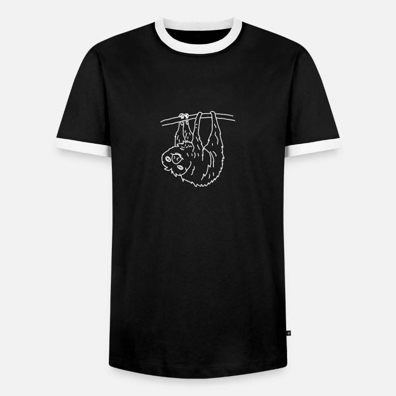 Faultier - Männer Kontrast-T-Shirt - Schwarz/Weiß