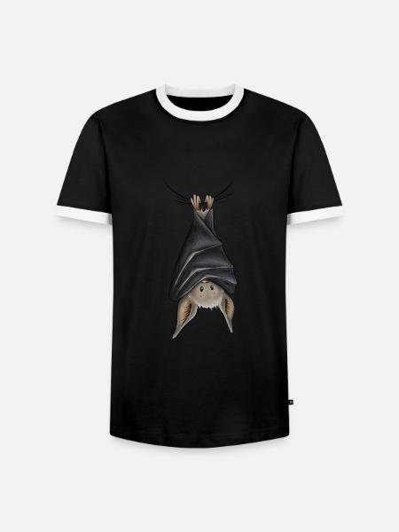 Sjov nedkøling på hovedet hængende bat - Herre kontrast-T-shirt - sort/hvid
