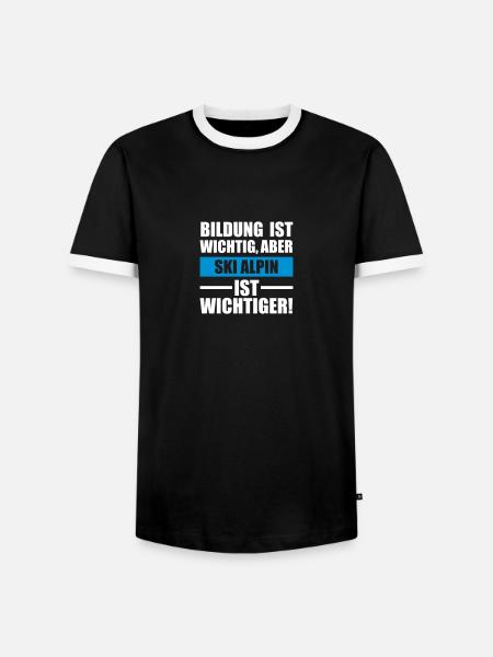 Ski Alpin Sportart - Männer Kontrast-T-Shirt - Schwarz/Weiß