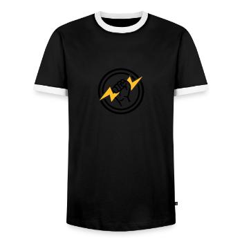 Flash - Men's Ringer Shirt - black/white - Front - AI Model Female 172 light (172cm) & AI Model Male 178 light (178cm)