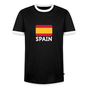 National Flag Of Spain - Men's Ringer Shirt - black/white - Front - AI Model Female 172 light (172cm) & AI Model Male 178 light (178cm)
