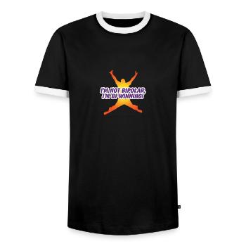 Ich bin nicht bipolar Ich bin Bi-Gewinner! - Männer Kontrast-T-Shirt - Schwarz/Weiß - Vorne - AI Model Female 172 light (172cm) & AI Model Male 178 light (178cm)
