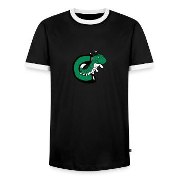caterpillar caterpillar insect centipede letter C - Men's Ringer Shirt - black/white - Front - AI Model Female 172 light (172cm) & AI Model Male 178 light (178cm)