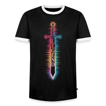 Sword of Legends - Men's Ringer Shirt - black/white - Front - AI Model Female 172 light (172cm) & AI Model Male 178 light (178cm)