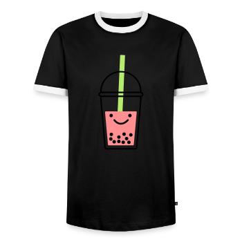 Bubble Tea - Männer Kontrast-T-Shirt - Schwarz/Weiß - Vorne - AI Model Female 172 light (172cm) & AI Model Male 178 light (178cm)