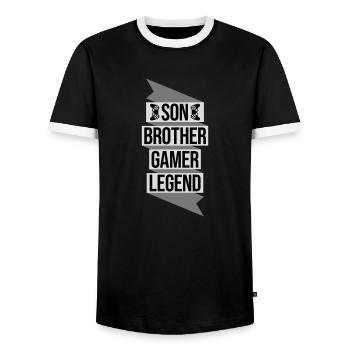 son brother gamer legend - Männer Kontrast-T-Shirt - Schwarz/Weiß - Vorne - AI Model Female 172 light (172cm) & AI Model Male 178 light (178cm)