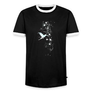 sterne,weiss,illustration,stern,kolibri,vogel - Männer Kontrast-T-Shirt - Schwarz/Weiß - Vorne - AI Model Female 172 light (172cm) & AI Model Male 178 light (178cm)