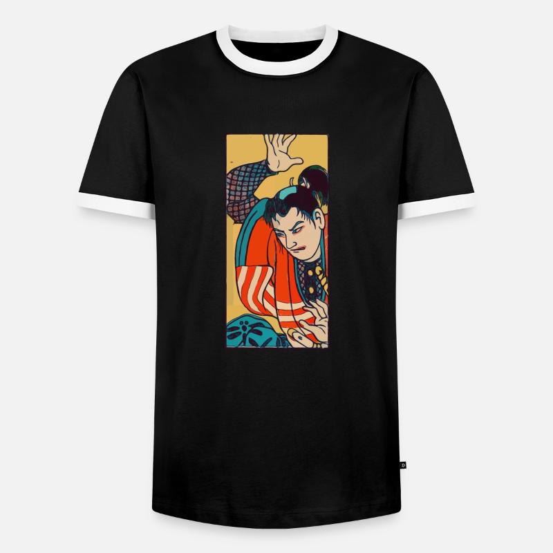 Samurai - Männer Kontrast-T-Shirt - Schwarz/Weiß