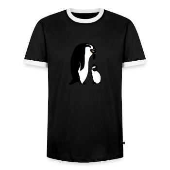Pinguin - Männer Kontrast-T-Shirt - Schwarz/Weiß - Vorne - AI Model Female 172 light (172cm) & AI Model Male 178 light (178cm)