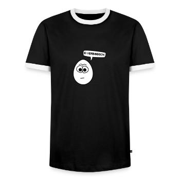 Egg verbibbsch - thEggs - Men's Ringer Shirt - black/white - Front - AI Model Female 172 light (172cm) & AI Model Male 178 light (178cm)