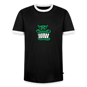 Wicked funny cool Dragon comic - Men's Ringer Shirt - black/white - Front - AI Model Female 172 light (172cm) & AI Model Male 178 light (178cm)