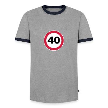 40. Geburtstag - Männer Kontrast-T-Shirt - Grau/Navy  - Vorne - AI Model Female 172 light (172cm) & AI Model Male 178 light (178cm)