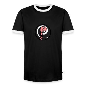 Earthworm "Ragnar" - Men's Ringer Shirt - black/white - Front - AI Model Female 172 light (172cm) & AI Model Male 178 light (178cm)