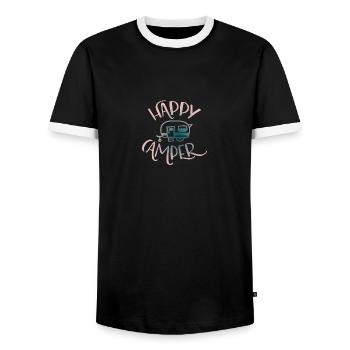 CAMPING-CAR HEUREUX - T-shirt contrasté Homme - noir/blanc - Devant - AI Model Female 172 light (172cm) & AI Model Male 178 light (178cm)