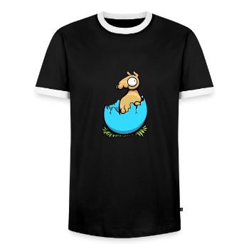 Easter Llama - Men's Ringer Shirt - black/white - Front - AI Model Female 172 light (172cm) & AI Model Male 178 light (178cm)