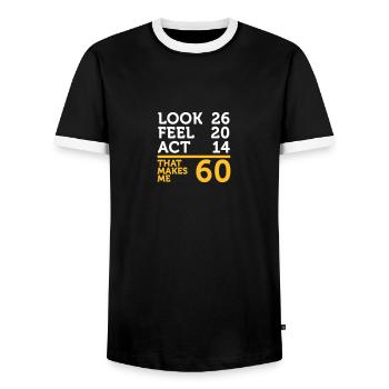 J'ai 60 ans, mais je peux toujours monter! - T-shirt contrasté Homme - noir/blanc - Devant - AI Model Female 172 light (172cm) & AI Model Male 178 light (178cm)