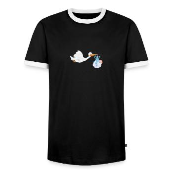stork40 - Männer Kontrast-T-Shirt - Schwarz/Weiß - Vorne - AI Model Female 172 light (172cm) & AI Model Male 178 light (178cm)