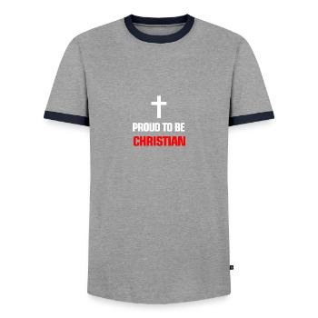 chrétien - T-shirt contrasté Homme - gris/marine  - Devant - AI Model Female 172 light (172cm) & AI Model Male 178 light (178cm)