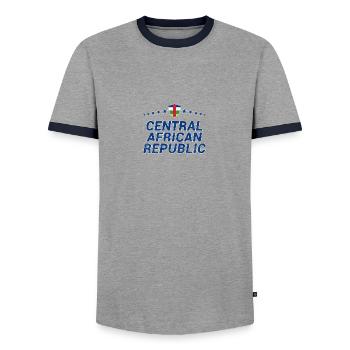 Zentralafrikanische Republik - Männer Kontrast-T-Shirt - Grau/Navy  - Vorne - AI Model Female 172 light (172cm) & AI Model Male 178 light (178cm)