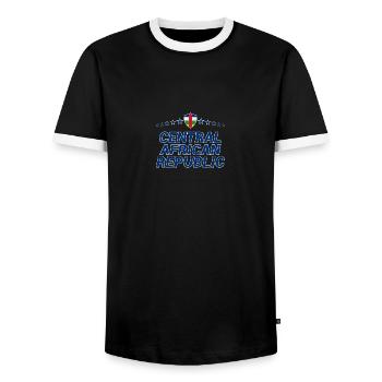République centrafricaine - T-shirt contrasté Homme - noir/blanc - Devant - AI Model Female 172 light (172cm) & AI Model Male 178 light (178cm)